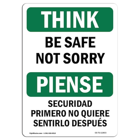 Signmission OSHA THINK Sign, Be Safe Lock It Out Bilingual, 14in X 10in Rigid Plastic, 10" W, 14" L, Landscape OS-TS-P-1014-L-11803
